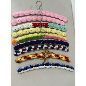 9 X Assorted Vintage Hand Made Coat Hangers Fabric Crochet Lace Pot Pourri